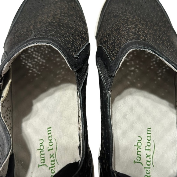 Jambu July Sneakers Women's 7 Black Leather Slip On Comfort‎ Side Zipper Cut Out - Picture 6 of 8